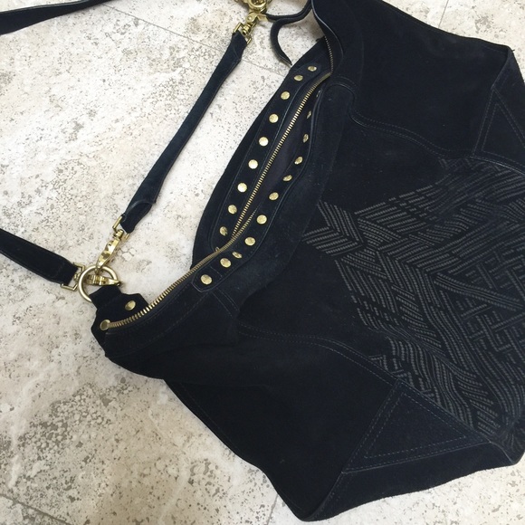 Cynthia Vincent black suede dunaway hobo bag