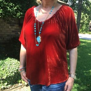 Sundance sienna crushed velvet top