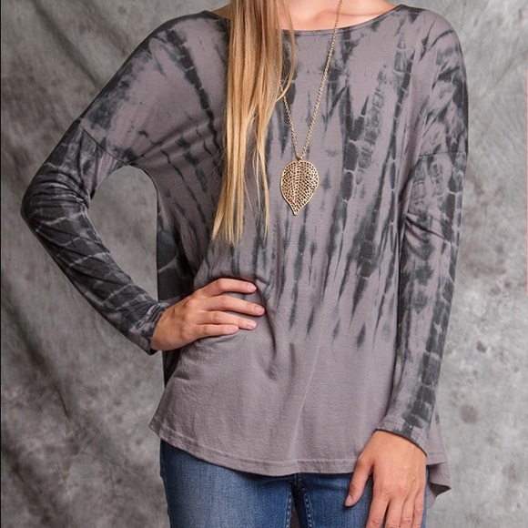 Tops - GREY tie dye long sleeve top