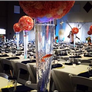 Custom hand died silk flower ball centerpieces!