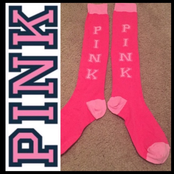 PINK HIGH KNEE SOCKS. BRAND NEW. NEVER WORN.