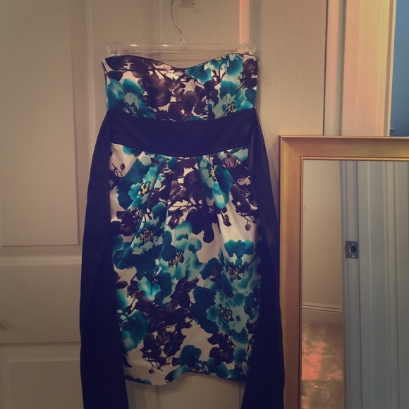 Strapless Floral Formal Dress