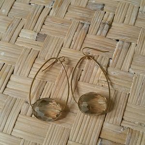 Dangling gold and  clear jewel earrings