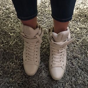 Prada White Wedge Sneakers Size 38