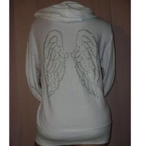VS White Rhinestone Angel Wing Hoodie Size XS