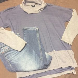 NEW! Nordstrom Bobeau Blue/Gray Blouse/Sweater