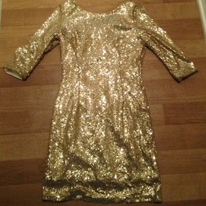 Gold Sequin Homecoming Dress