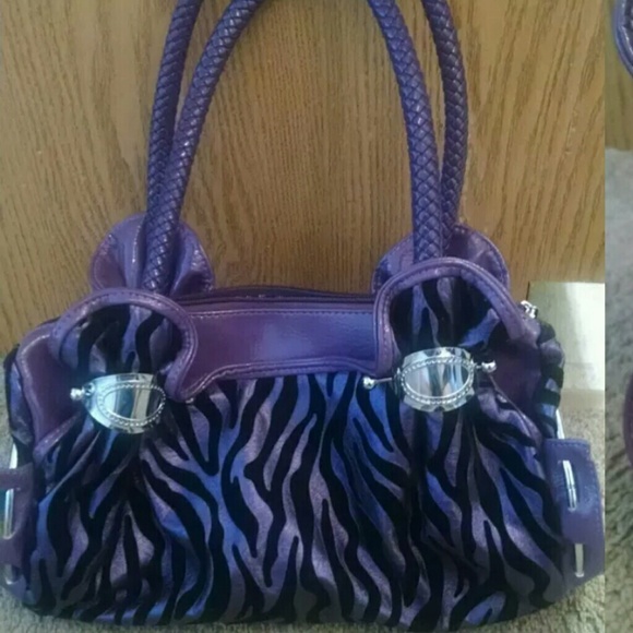Purple zebra print handbag.  CROSSPOSTED