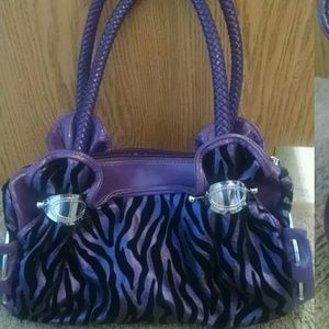 Purple zebra print handbag.  CROSSPOSTED