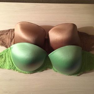 Bundle of Two VS Pink Strapless bras