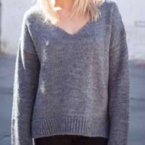 Brandy Melville Grey V-Neck Sweater