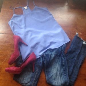 Silky periwinkle sleeveless tank/cami w/ straps