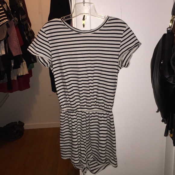 Black and white striped tshirt romper
