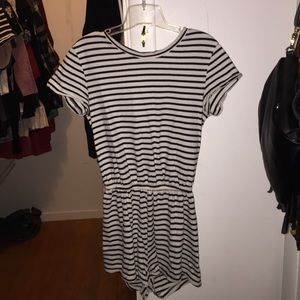 Black and white striped tshirt romper