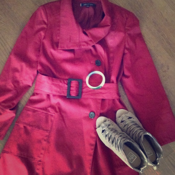 Anne Klein Jackets & Blazers - {Moving sale}Red Trench Coat with Belt