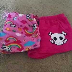 Pink skull pajama shorts
