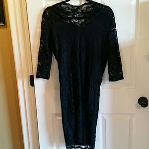 Lace form fitting black dress