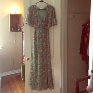 Sea foam floral batwing maxi dress