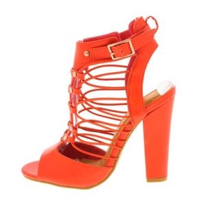 Burnt Orange Caged Heels