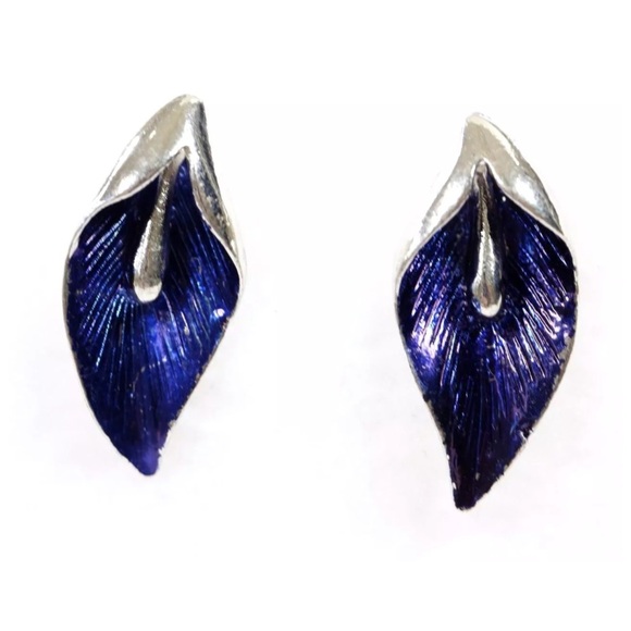 Art Deco Leaf Petal Teal Blue Green Necklace D16 - Picture 3 of 4