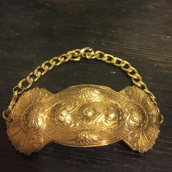 Vintage Jewelry - Vintage gold brass bracelet baroque