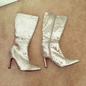 New Silver Sequin Boots