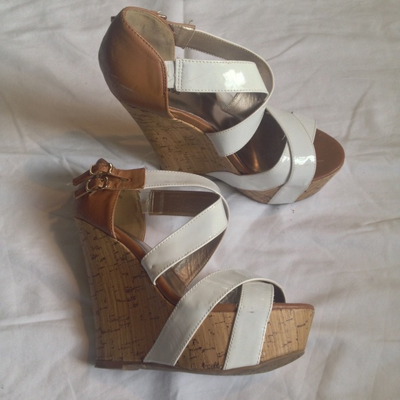 Charlotte Russe Shoes - White Strappy Wedges Charlotte Russe