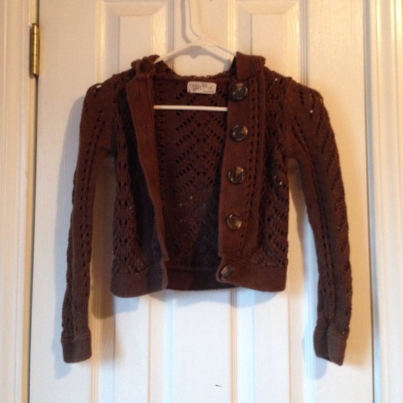 brown knit crop cardigan