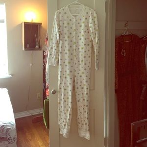 Onesie button up pajamas with flap