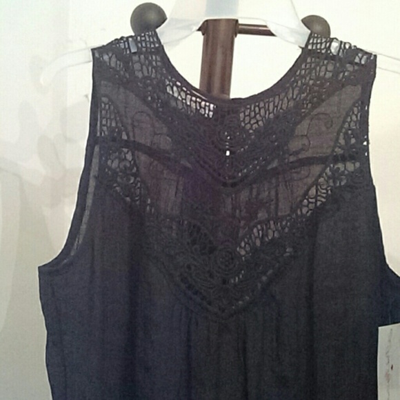 NWT Pink lily boutique Sheer black lace tank