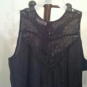 NWT Pink lily boutique Sheer black lace tank