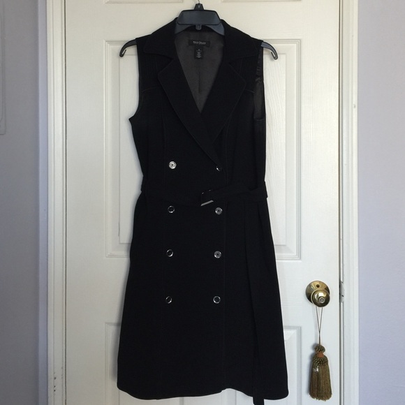 Black sleeveless double breasted coat dress