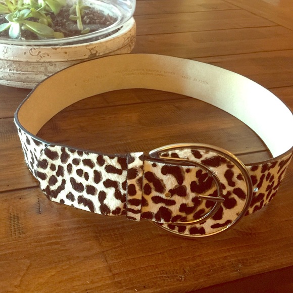Leopard print calf hair leather belt