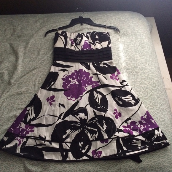 Purple white and black dress