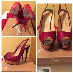 Lady Peep Sling 150 Patent/Specchio Good Condition