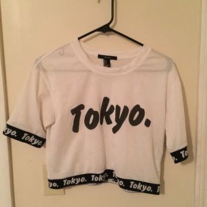 Tokyo pink jersey crop top