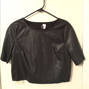 Faux leather crop
