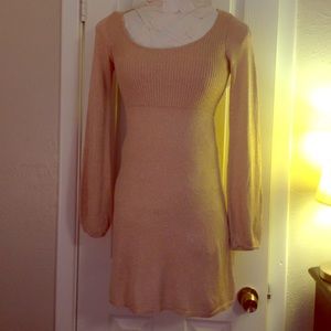 Sparkly gold boho sweater dress