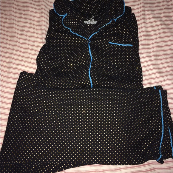 Lane Bryant Black & Gold Polka Dot Pjs