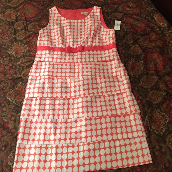 Kim Rogers Polka Dot Layered Coral Dress