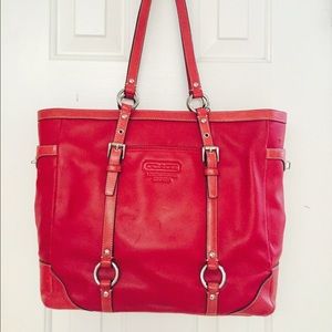 Large red Coach Tote