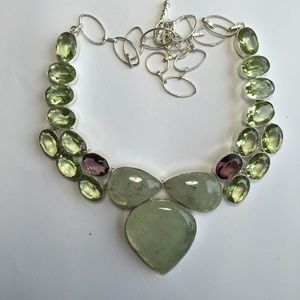 Sterling Silver Prasiolite and Amethyst Neclace