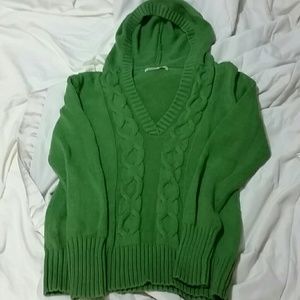 Green hooded sweater