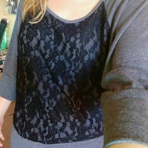 Grey and black lace sweater