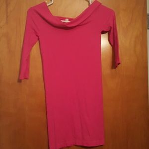 Fuchsia Off the Shoulder Mini Dress