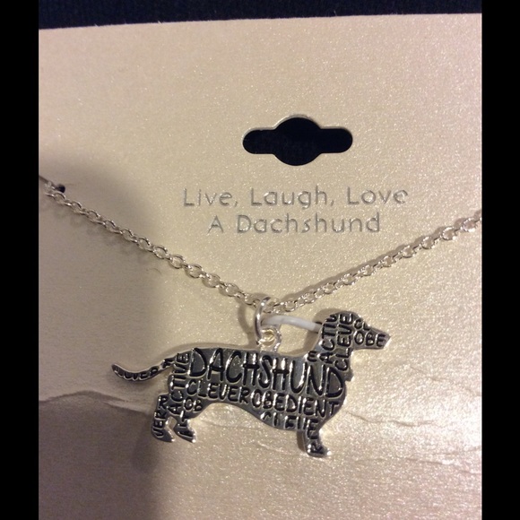 Silver plated dachshund necklace; NWT