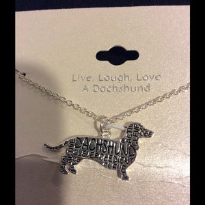 Silver plated dachshund necklace; NWT