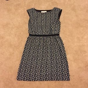 LOFT dark blue leafy print dress