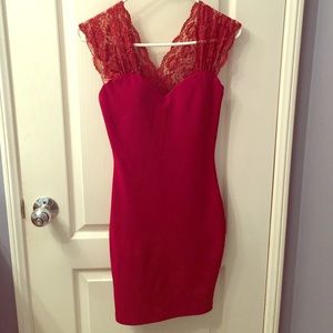 Sexy red lace top dress