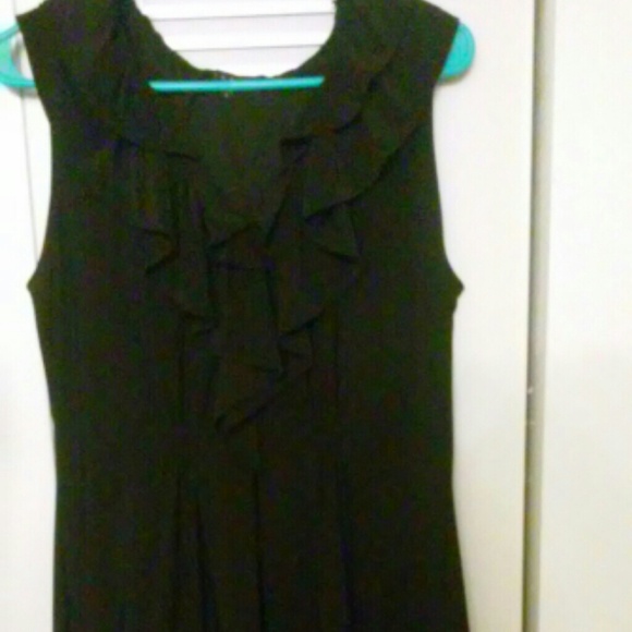 Black ruffle collar dress